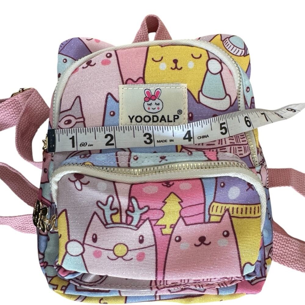 NWOT Yodalp Kids Backpack Adjustable Straps Light Pink Cat Print Cat Ears Mini - Picture 7 of 7